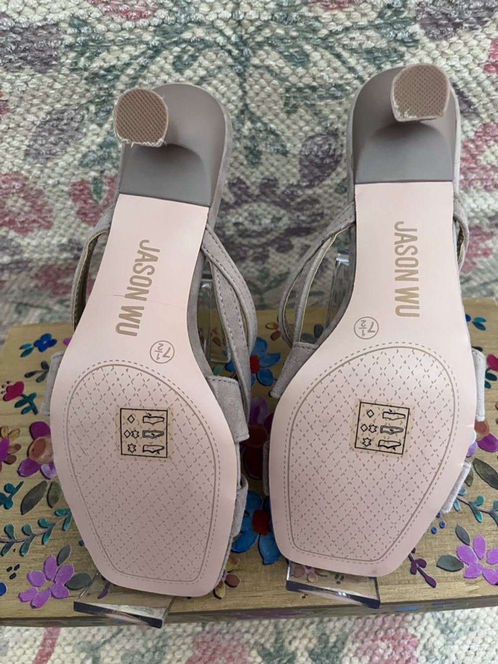 NWT Jason Wu Kims Suede Square Toe Kitten Sandal - Picture 3 of 11